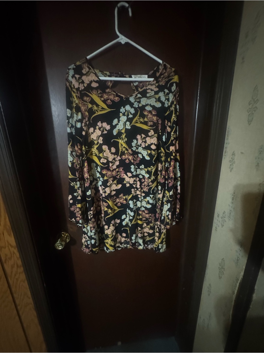 Floral Black Long-Sleeve Tunic Dress